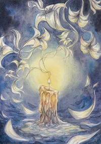 Candlelight Bloom (Watercolor)